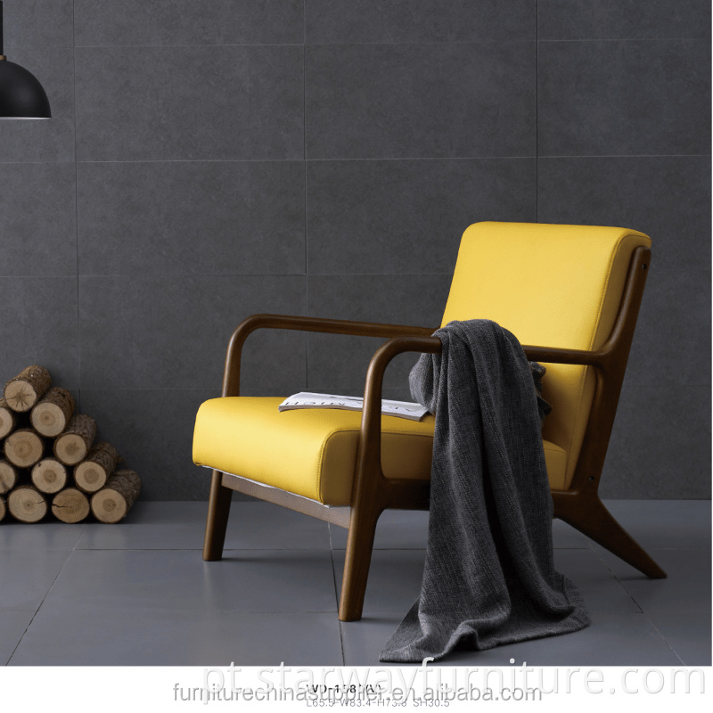 Novo estilo moderno de sala de estar reclinável em tecido de estrutura de madeira maciça lounge individual com apoio de braço e cadeira de lazer
